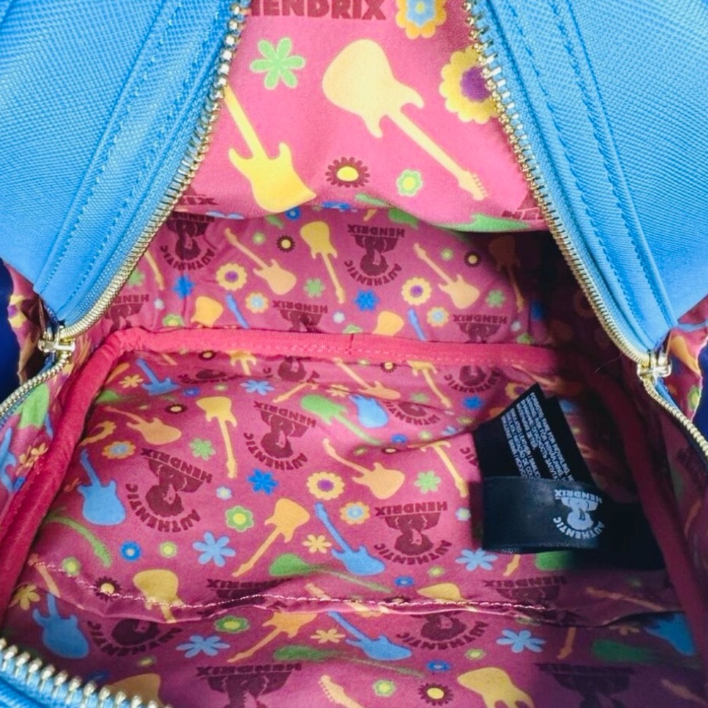 Loungefly Jimi Hendrix Psychedelic Landscape Zip Mini Backpack 9” x 10.5” x 4.5” - Picture 4 of 12